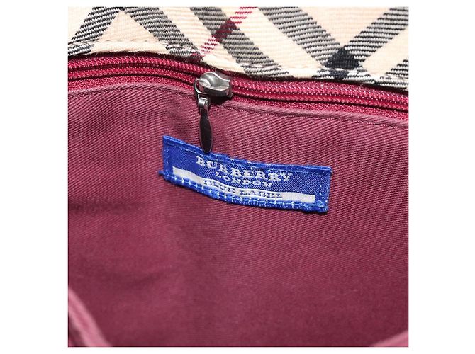 Burberry Nova Check blaue Label Tragetasche aus Canvas Beige Silber Authentisch BA3843 - Ansicht 17