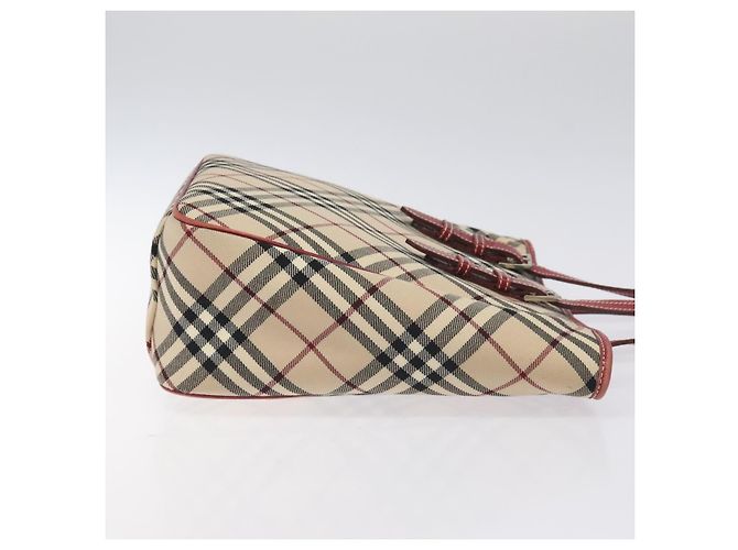 Burberry Nova Check blaue Label Tragetasche aus Canvas Beige Silber Authentisch BA3843 - Ansicht 3