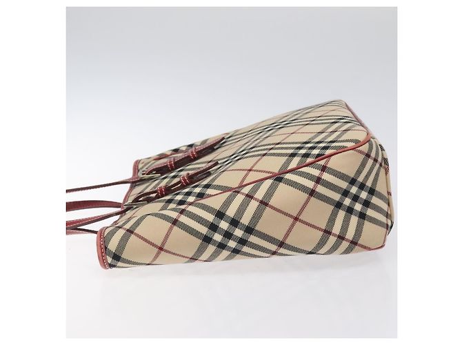 Burberry Nova Check blaue Label Tragetasche aus Canvas Beige Silber Authentisch BA3843 - Ansicht 4