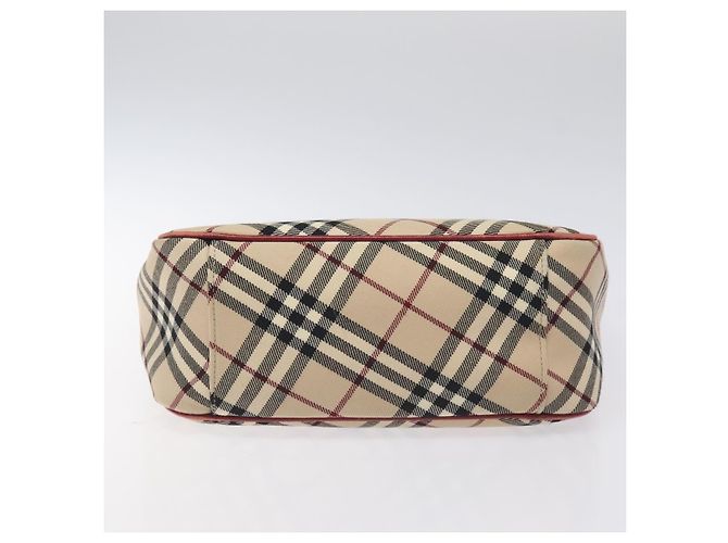 Burberry Nova Check blaue Label Tragetasche aus Canvas Beige Silber Authentisch BA3843 - Ansicht 5