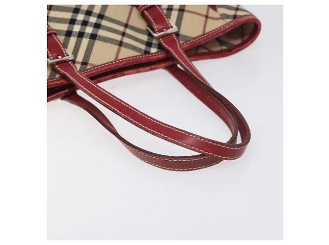 Burberry Nova Check blaue Label Tragetasche aus Canvas Beige Silber Authentisch BA3843 - Ansicht 7