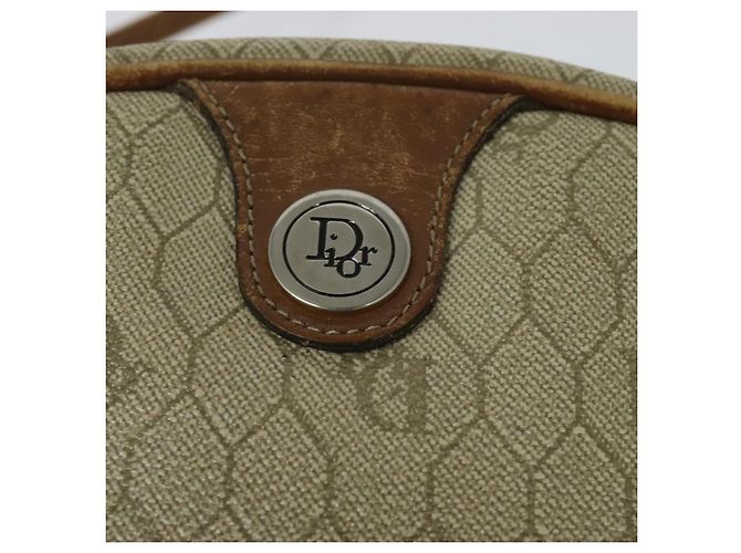 Borsa a spalla in tela a nido d'ape PVC beige Auth BA3904 Christian Dior - vista 10