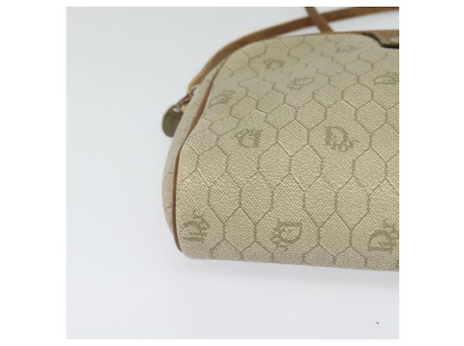 Borsa a spalla in tela a nido d'ape PVC beige Auth BA3904 Christian Dior - vista 14