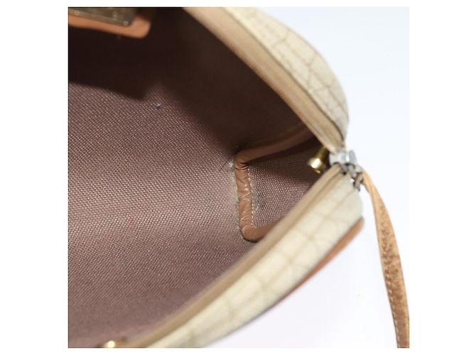 Borsa a spalla in tela a nido d'ape PVC beige Auth BA3904 Christian Dior - vista 17