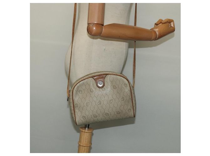 Borsa a spalla in tela a nido d'ape PVC beige Auth BA3904 Christian Dior - vista 19