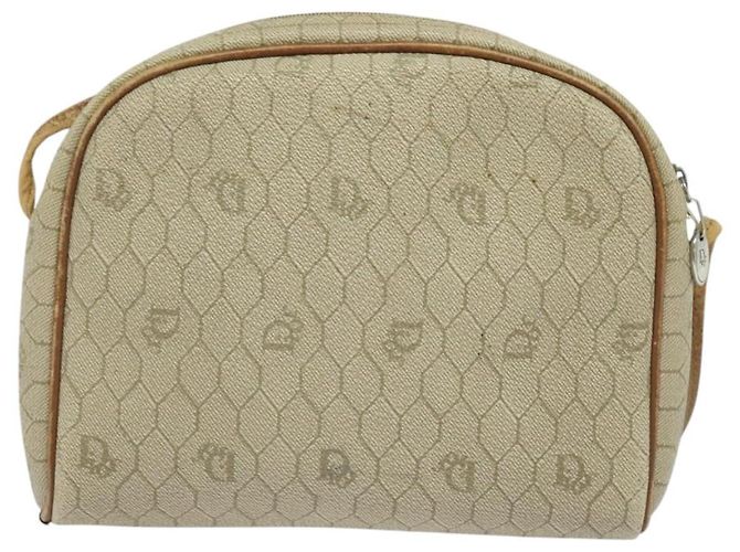 Borsa a spalla in tela a nido d'ape PVC beige Auth BA3904 Christian Dior - vista 2