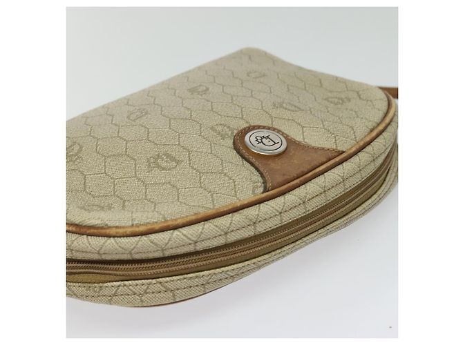 Borsa a spalla in tela a nido d'ape PVC beige Auth BA3904 Christian Dior - vista 6