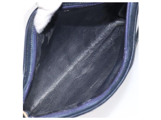 Borsa a Spalla in Tela Trotter Christian Dior Blu Navy Oro Auth 128445 D'oro - vista 12