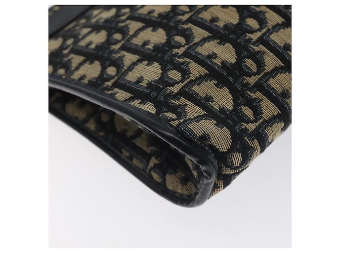 Borsa a Spalla in Tela Trotter Christian Dior Blu Navy Oro Auth 128445 D'oro - vista 14