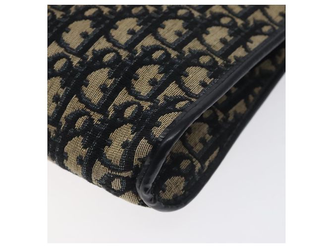 Borsa a Spalla in Tela Trotter Christian Dior Blu Navy Oro Auth 128445 D'oro - vista 15