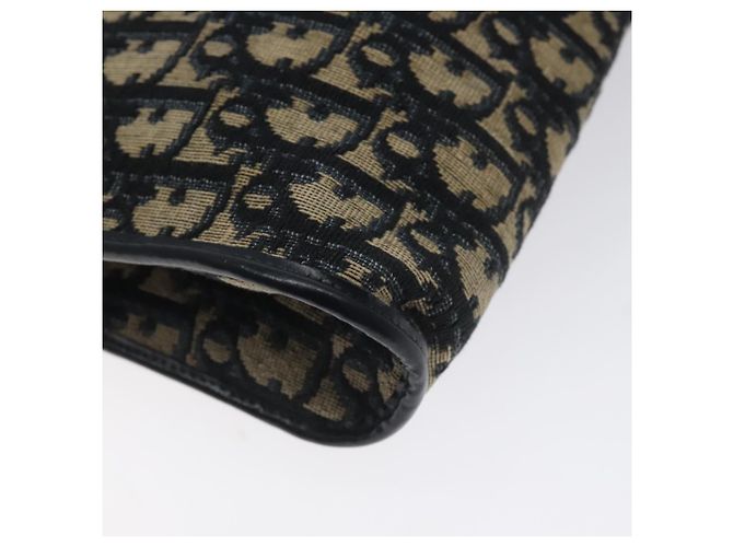 Borsa a Spalla in Tela Trotter Christian Dior Blu Navy Oro Auth 128445 D'oro - vista 16