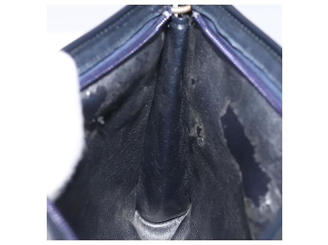 Borsa a Spalla in Tela Trotter Christian Dior Blu Navy Oro Auth 128445 D'oro - vista 19