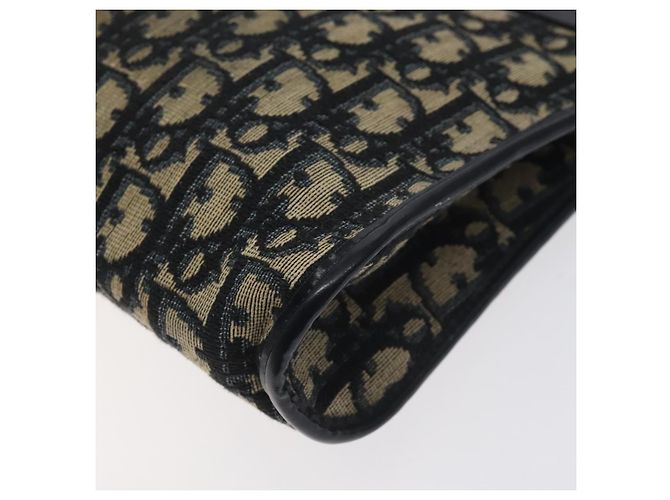 Borsa a Spalla in Tela Trotter Christian Dior Blu Navy Oro Auth 128445 D'oro - vista 9