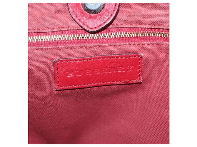 Burberry Borsa Tote Nova Check in PVC beige, oro e rosso Auth 128403 D'oro - vista 10