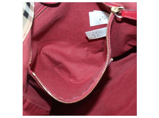 Burberry Borsa Tote Nova Check in PVC beige, oro e rosso Auth 128403 D'oro - vista 19