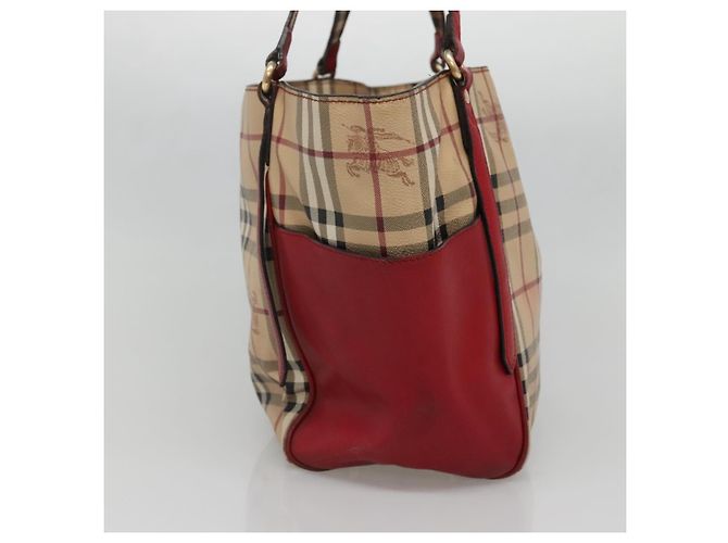 Burberry Borsa Tote Nova Check in PVC beige, oro e rosso Auth 128403 D'oro - vista 3