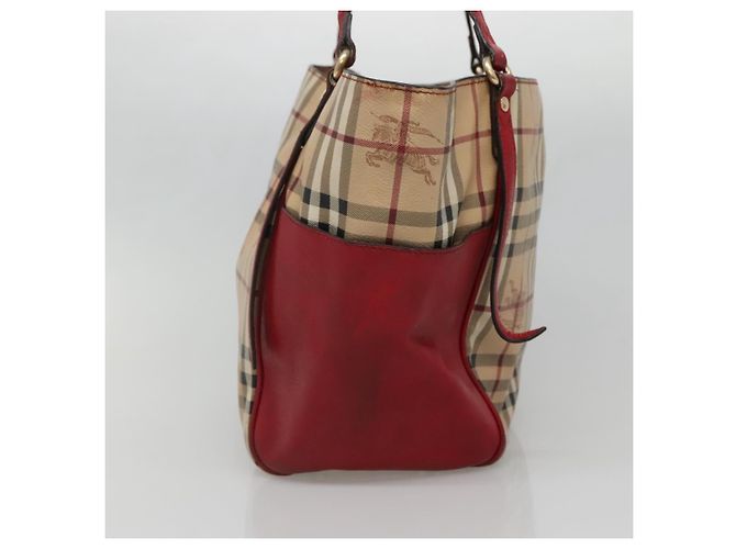 Burberry Borsa Tote Nova Check in PVC beige, oro e rosso Auth 128403 D'oro - vista 4