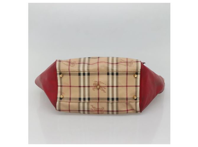 Burberry Borsa Tote Nova Check in PVC beige, oro e rosso Auth 128403 D'oro - vista 5