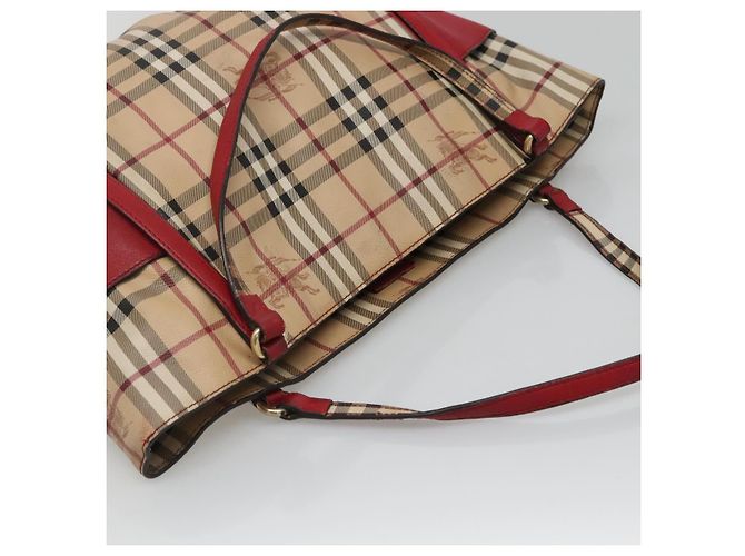 Burberry Borsa Tote Nova Check in PVC beige, oro e rosso Auth 128403 D'oro - vista 6