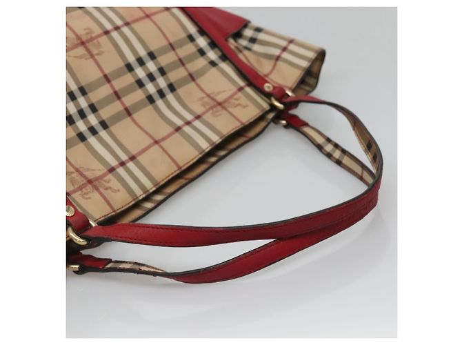 Burberry Borsa Tote Nova Check in PVC beige, oro e rosso Auth 128403 D'oro - vista 7
