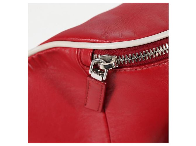 PRADA Borsa a tracolla in pelle argento rosso Auth 130229V - vista 10