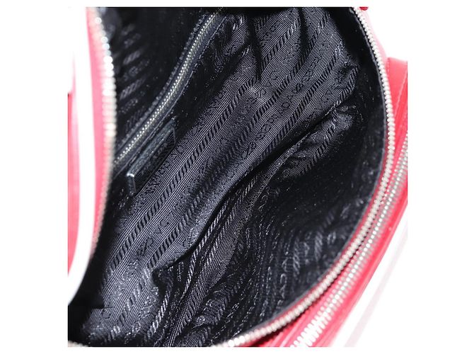 PRADA Borsa a tracolla in pelle argento rosso Auth 130229V - vista 11