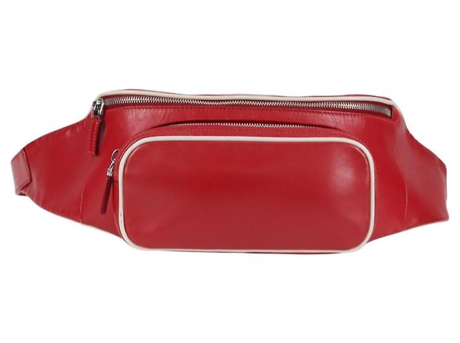 PRADA Borsa a tracolla in pelle argento rosso Auth 130229V - vista 13