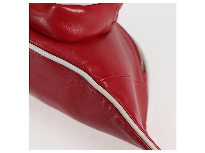PRADA Borsa a tracolla in pelle argento rosso Auth 130229V - vista 14
