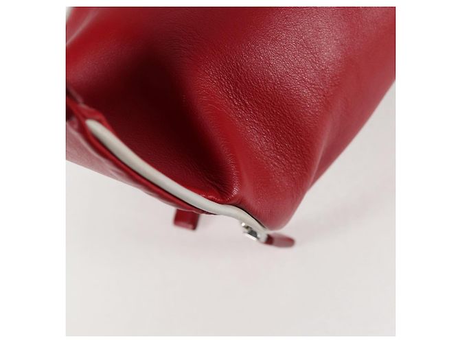 PRADA Borsa a tracolla in pelle argento rosso Auth 130229V - vista 15