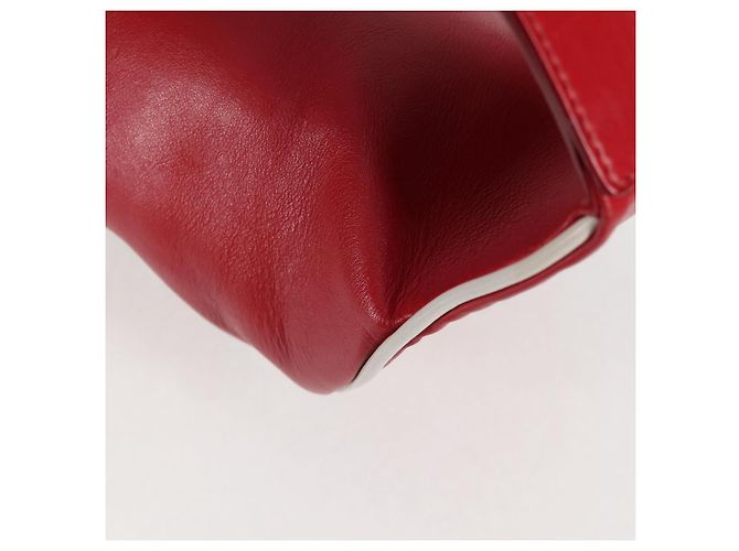 PRADA Borsa a tracolla in pelle argento rosso Auth 130229V - vista 16
