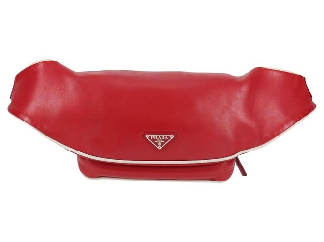 PRADA Borsa a tracolla in pelle argento rosso Auth 130229V - vista 2