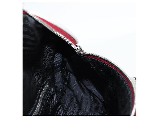 PRADA Borsa a tracolla in pelle argento rosso Auth 130229V - vista 21