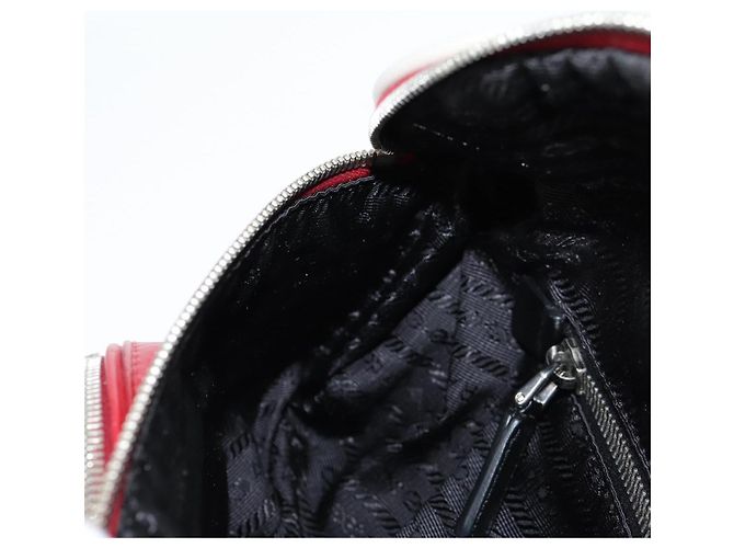 PRADA Borsa a tracolla in pelle argento rosso Auth 130229V - vista 22