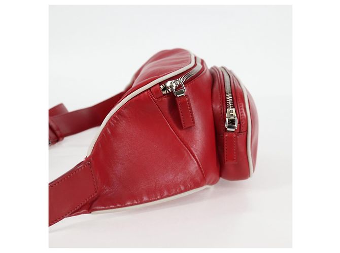 PRADA Borsa a tracolla in pelle argento rosso Auth 130229V - vista 3