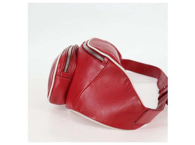 PRADA Borsa a tracolla in pelle argento rosso Auth 130229V - vista 4
