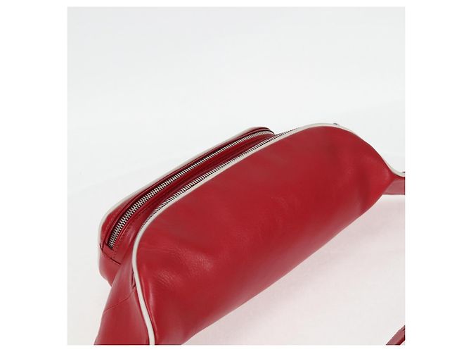 PRADA Borsa a tracolla in pelle argento rosso Auth 130229V - vista 6