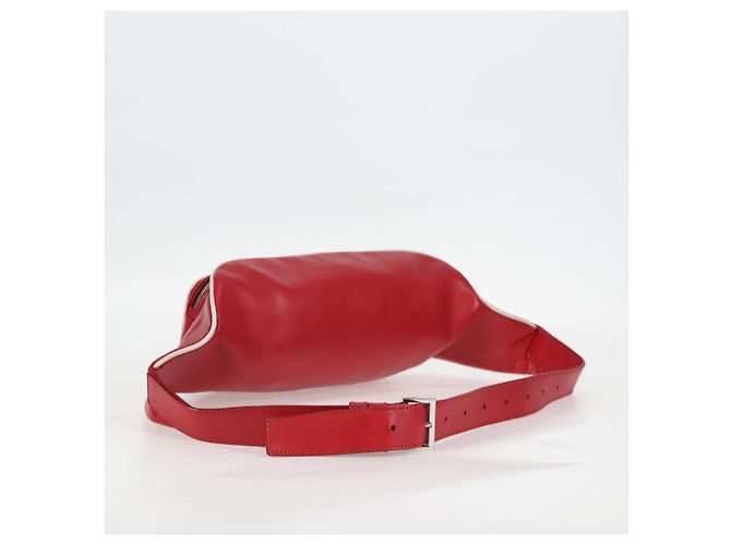PRADA Borsa a tracolla in pelle argento rosso Auth 130229V - vista 7