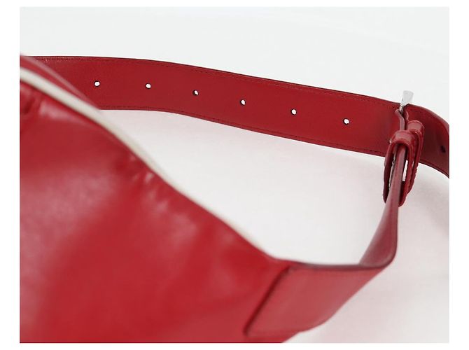 PRADA Borsa a tracolla in pelle argento rosso Auth 130229V - vista 8