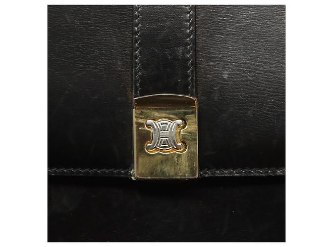 Céline Borsa a Spalla in Pelle Nera e Oro Auth BA3770 Nero D'oro - vista 10