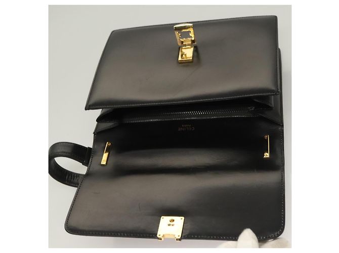 Céline Borsa a Spalla in Pelle Nera e Oro Auth BA3770 Nero D'oro - vista 11