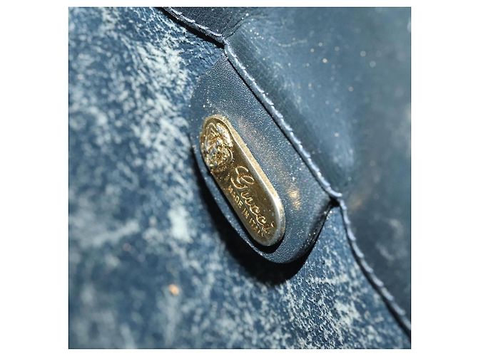 Borsa a Spalla Gucci Micro GG Supreme Sherry Line PVC Blu Navy Oro Auth 125756 D'oro - vista 10