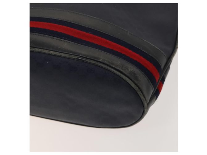 Borsa a Spalla Gucci Micro GG Supreme Sherry Line PVC Blu Navy Oro Auth 125756 D'oro - vista 16