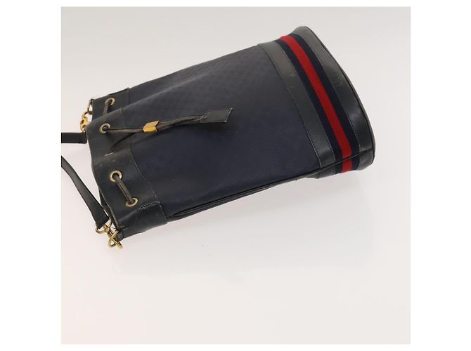 Borsa a Spalla Gucci Micro GG Supreme Sherry Line PVC Blu Navy Oro Auth 125756 D'oro - vista 4