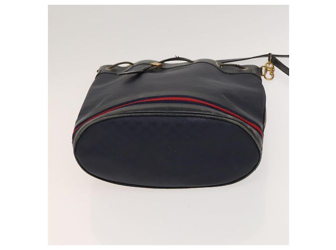 Borsa a Spalla Gucci Micro GG Supreme Sherry Line PVC Blu Navy Oro Auth 125756 D'oro - vista 5