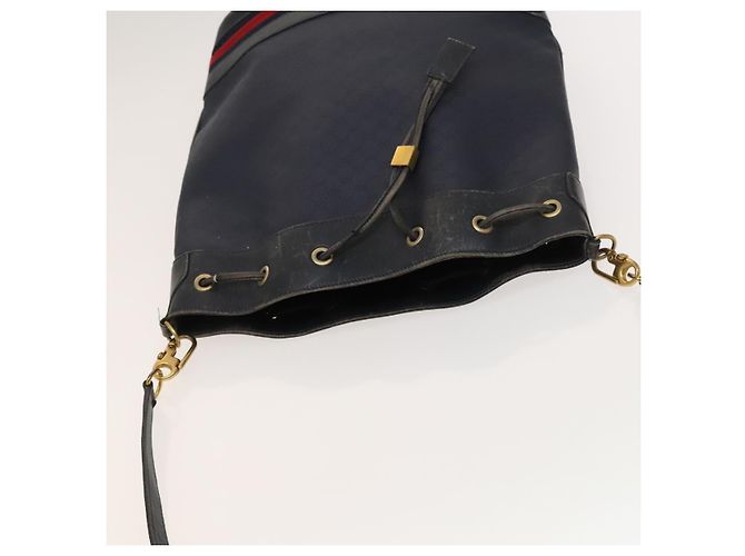 Borsa a Spalla Gucci Micro GG Supreme Sherry Line PVC Blu Navy Oro Auth 125756 D'oro - vista 6