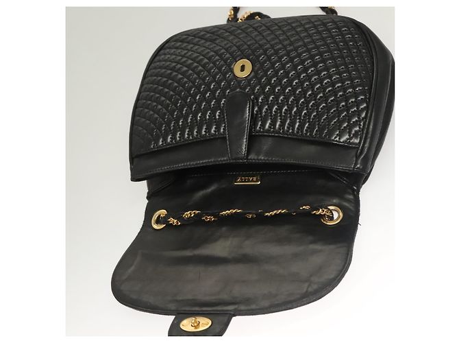 BALLY Borsa a Spalla in Pelle Trapuntata con Catena Nero Oro Auth BA3955 D'oro - vista 10