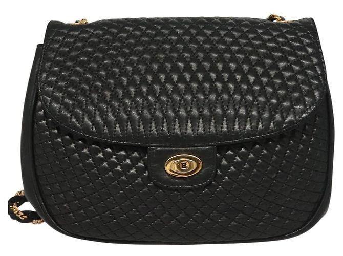 BALLY Borsa a Spalla in Pelle Trapuntata con Catena Nero Oro Auth BA3955 D'oro - vista 13