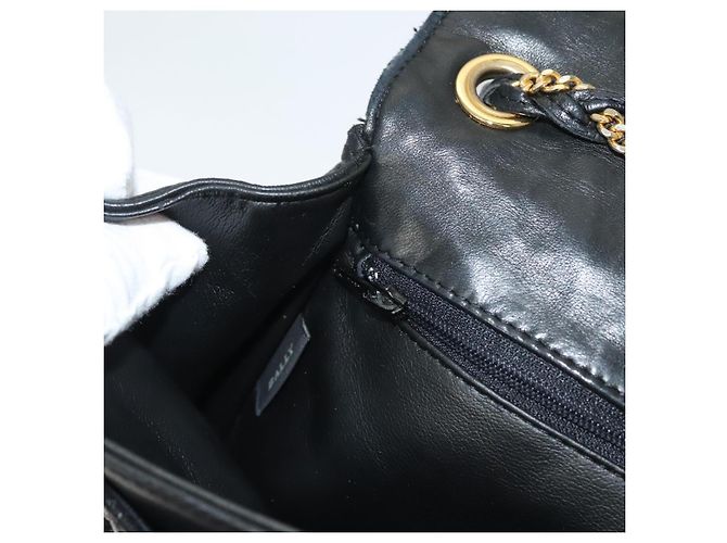 BALLY Borsa a Spalla in Pelle Trapuntata con Catena Nero Oro Auth BA3955 D'oro - vista 21