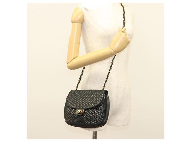 BALLY Borsa a Spalla in Pelle Trapuntata con Catena Nero Oro Auth BA3955 D'oro - vista 23