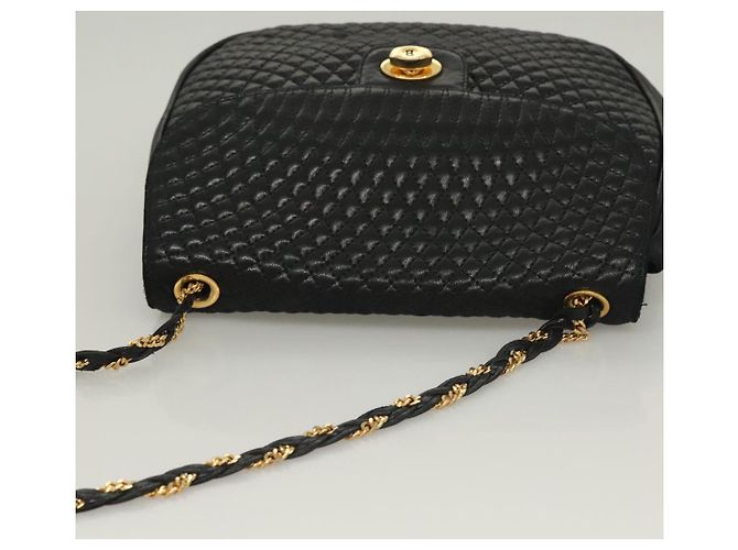 BALLY Borsa a Spalla in Pelle Trapuntata con Catena Nero Oro Auth BA3955 D'oro - vista 6
